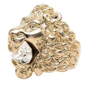 Gucci Lion Head Ring #16 Chien Pan Gold Plated Crystal Ladies Gucci